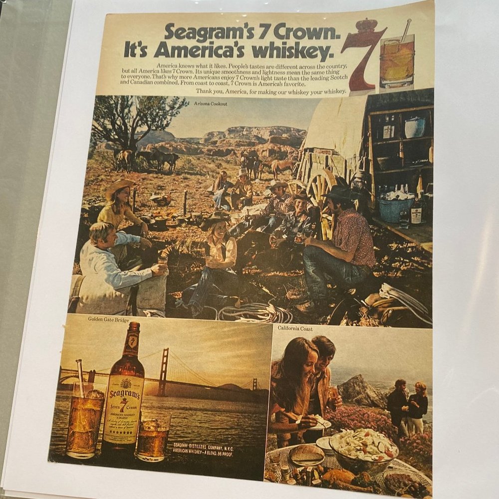 Vintage 70s Sport Magazine Seagram's Ad Poster